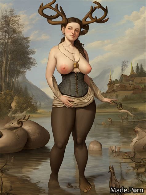 Porn Image Of Saggy Tits Huge Boobs Tribal Standing Happy Lake Braided Hair Created By AI