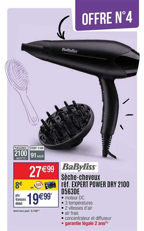 Promo Babyliss Sèche-cheveux Réf. Expert Power Dry 2100 D563de chez ...