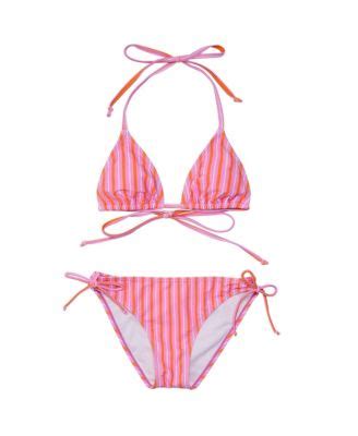 Snapper Rock Big Girls Stripy Sunset Sustainable Triangle Bikini Macy S