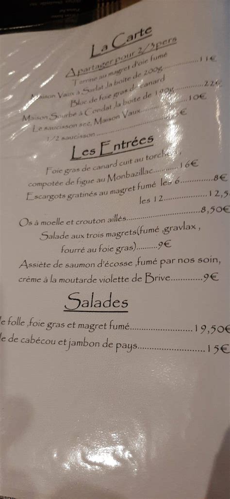 Menu au Restaurant de la Poste Saint Léon sur Vézère 51B Le Bourg