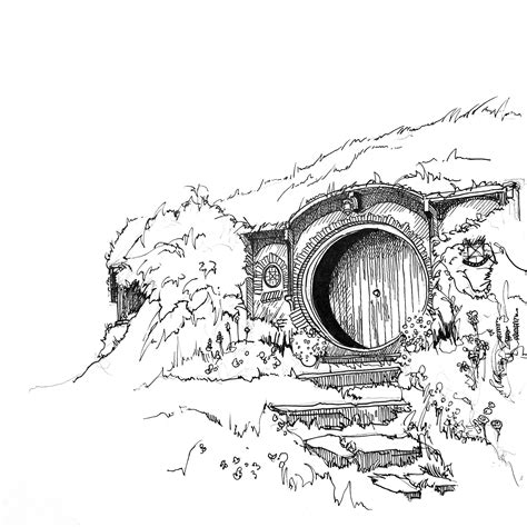 The Shire Drawing Print Lord Of The Rings Art The Hobbit Etsy