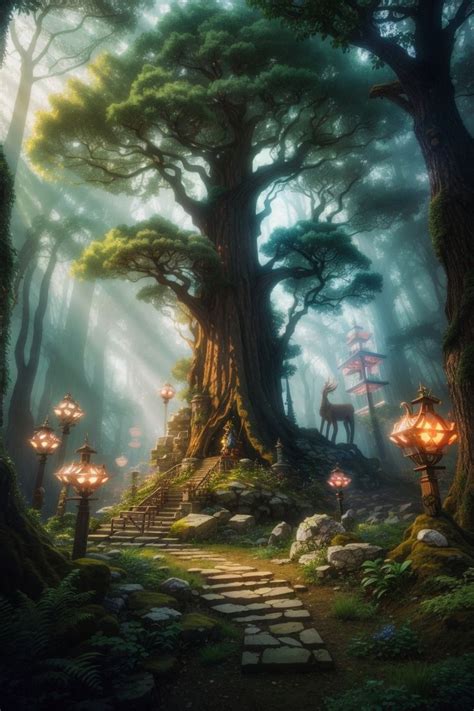 Magical Forest Fairy Tree Art | Fantasy landscape, Tree art, Magical forest