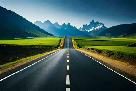 road   mountains ai generated  stock photo  vecteezy