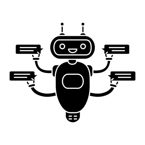 Chatbot With Four Speech Bubbles Glyph Icon Silhouette Symbol Talkbot