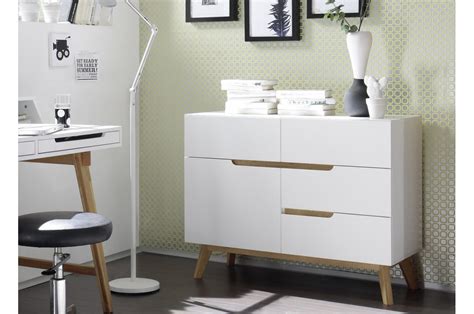 Commode Scandinave Blanc Et Bois Cbc Meubles