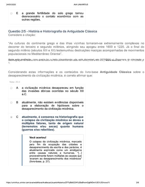 História e Historiografia da Antiguidade Clássica APOL 02 História e