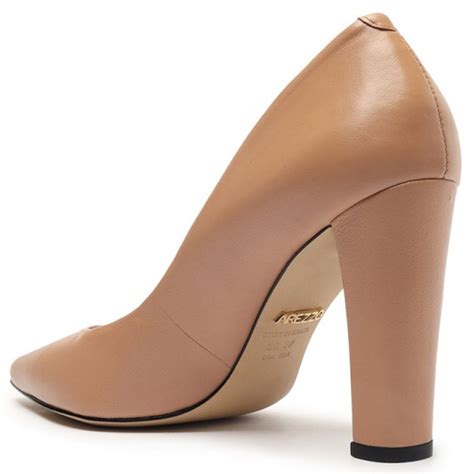 Scarpin Salto Bloco Arezzo Nude Marina Calçados