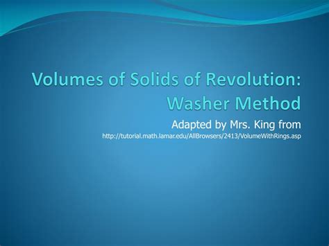 Ppt Volumes Of Solids Of Revolution Washer Method Powerpoint