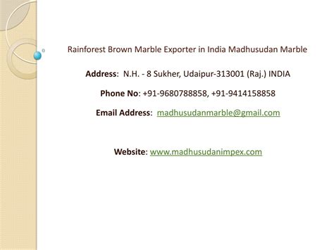 Rainforest Brown Marble Exporter In India Madhusudan Marble By