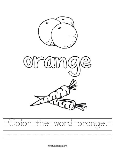 Orange Color Worksheet Printable Word Searches