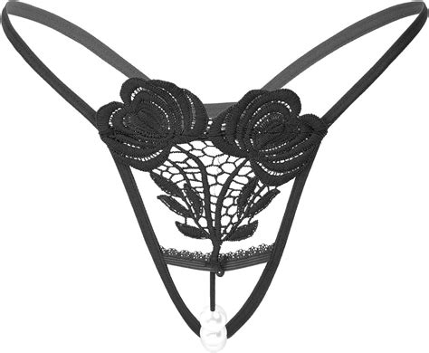 Amazon MSemis Woman S Embroidered Pearl Thong G String V String Low Rise Micro Bikini