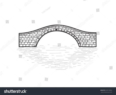 Small Stone Bridge Isolated Engraving Retro Stock Vector Royalty Free