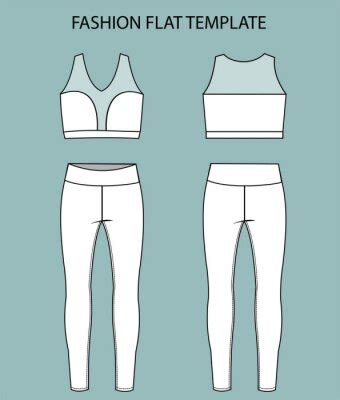 Bikini Front And Back View Swimsuit Fashion Flat Sketch Template Wall Stickers T Shirt