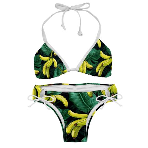 Banana Detachable Sponge Adjustable Strap Bikini Set Two Pack Swim Wear One Piece Swimsuits
