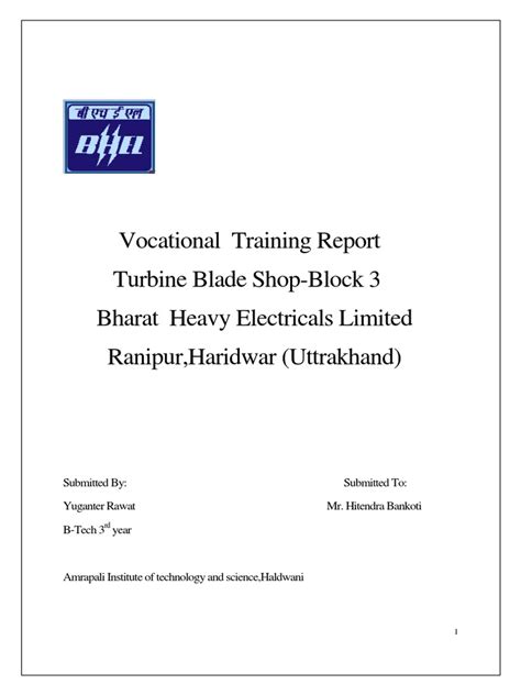 Bhel Turbine Shop Block 3 Vocational Training Report Pdf Steam