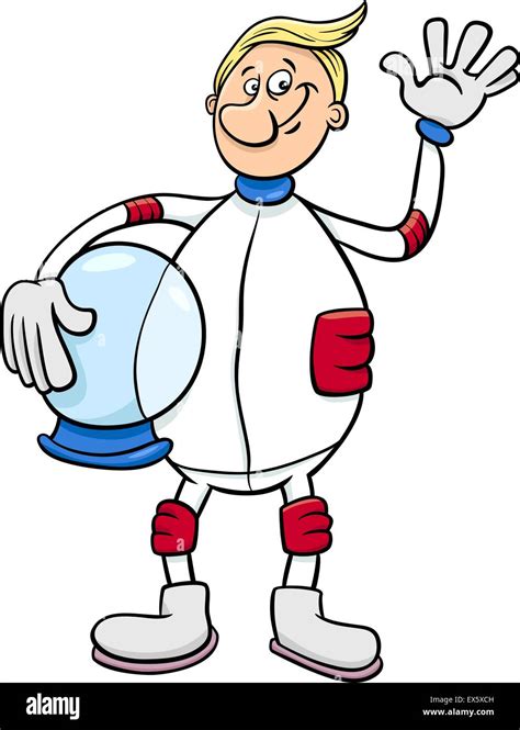 Cartoon Illustration Von Spaceman Oder Astronauten Im Raumanzug Stock