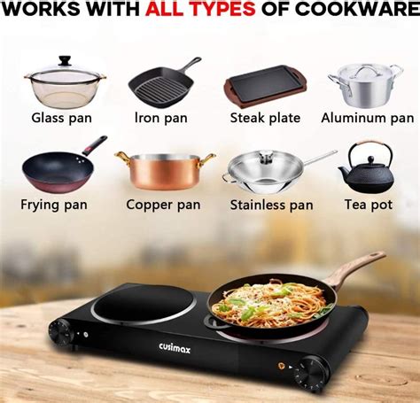 Cusimax Double Electric Hob Portable Ceramic Hot Plate Double Camping Hob Infrared Cooktop