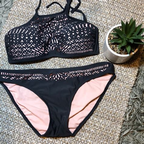 Xhilaration Bikini With Laser Cutting Detail Gem