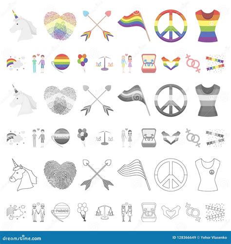 Icone Della Lesbica E Gay Del Fumetto Nella Raccolta Dell Insieme Per Progettazione La Minoranza