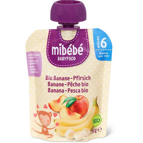 Kaufen Mibébé Bio Babyfood Quetschbeutel für Babys Banane Pfirsich