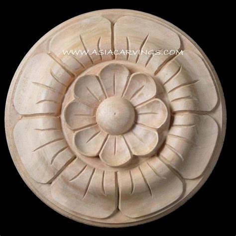 Flr 20 Set Of 2 Pcs Hand Carved Decorative Classic Rosettes Wooden