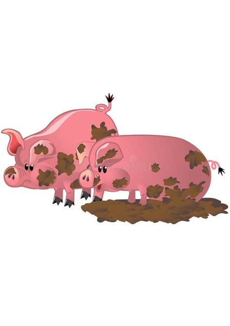 Cartoon Pig In The Mud Smiling Stock Vector Illustration Of Comic