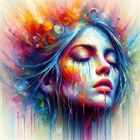 Premium Vector Vector A Painting Of A Womans Face Covered In Colorful