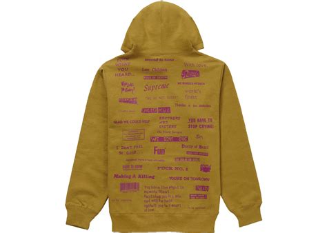 Supreme Stop Crying Hooded Sweatshirt Dark Mustard Mens Fw19 Us