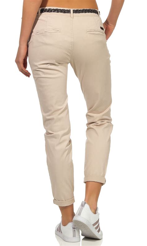 Damen Hose Stoffhose Damenhose Chino Röhre Chinohose Boyfriend Sublevel