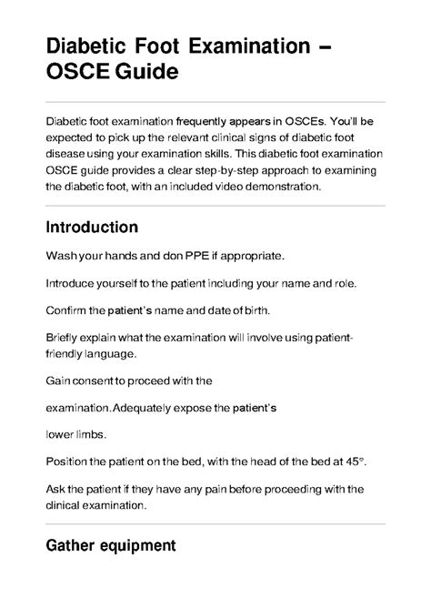 Diabetic Foot Examination OSCE Guide Geeky Medics - Diabetic Foot