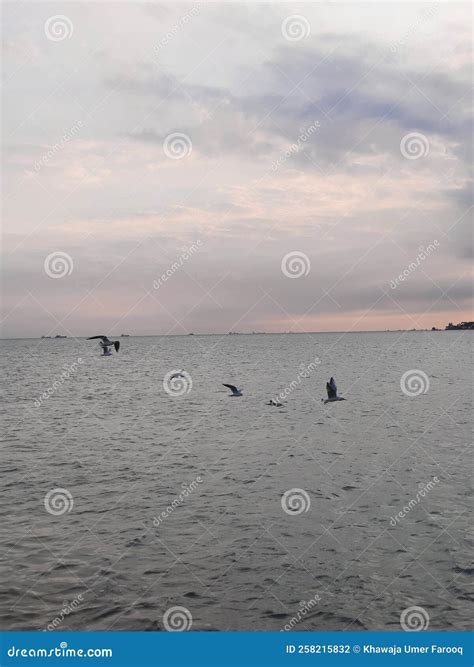 A Beautiful View of the Sunset on the Jeddah Corniche. Stock Photo