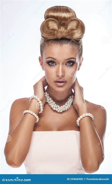 Beauty Portrait Of Elegant Blonde Woman Stock Photo Image Of Female Head 59466900