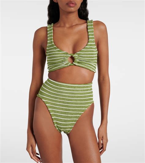Nadine Striped High Rise Bikini In Green Hunza G Mytheresa