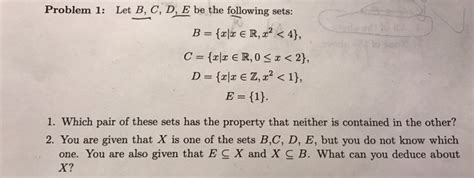 Solved Problem 1 Let B C D E Be The Following Sets E 1 1