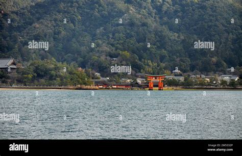 View Of Itsukushima Shrines Torii Gate And Mount Misen Miyajima