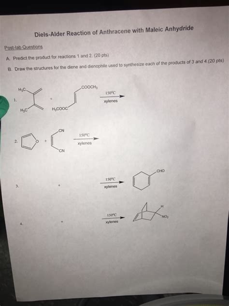 Solved Diels Alder Reaction Of Anthracene With Maleic