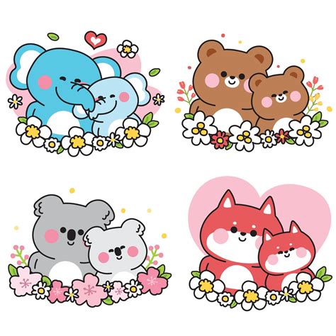 cute animal couples cartoon 4