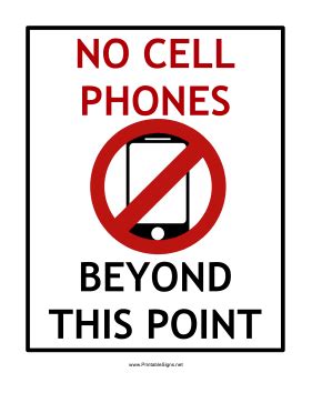 Printable No Cell Phones Beyond This Point Sign