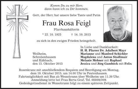 Traueranzeigen Von Rosa Feigl Trauer Merkur De