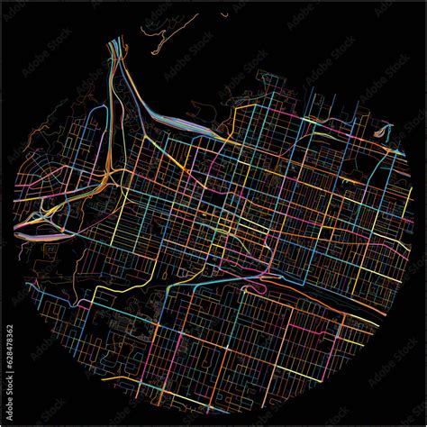 Colorful Map of Hamilton, Ontario with all major and minor roads. Stock Vector | Adobe Stock