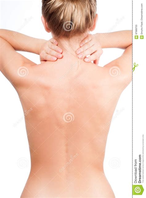 Woman From The Back Naked Body Pain Concept Stock Image Image Of Hold Health