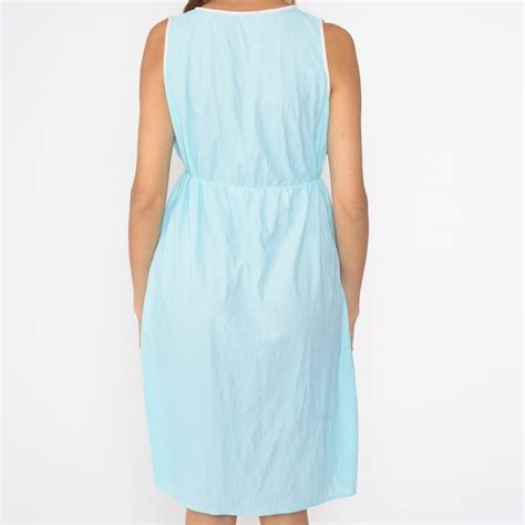 Aqua Blue Slip Dress S Nightgown Lingerie Midi Dres Gem