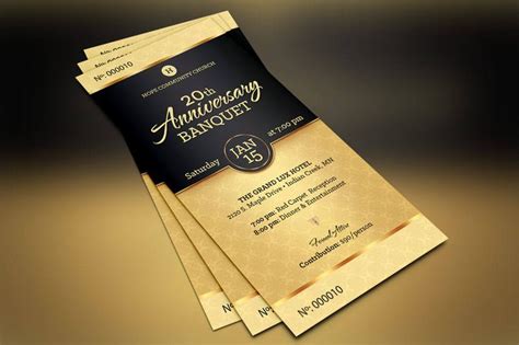 Black Gold Church Anniversary Banquet Ticket Template Word Template