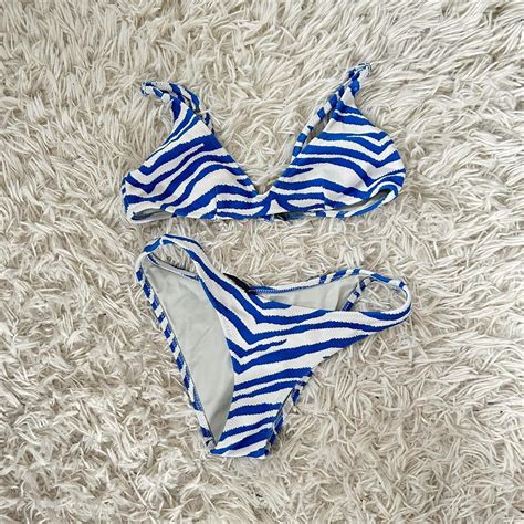 On Hold Dont Buy Triangl Blue Zebra Bikini Trading Depop