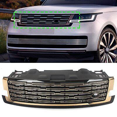 Front Bumper Grille Grill ABS Black Gold For Range Rover 2023 2024 ...