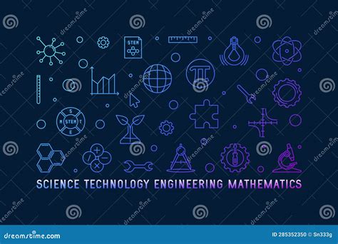 Science Technology Engineering Mathematics Line Illustration Stem