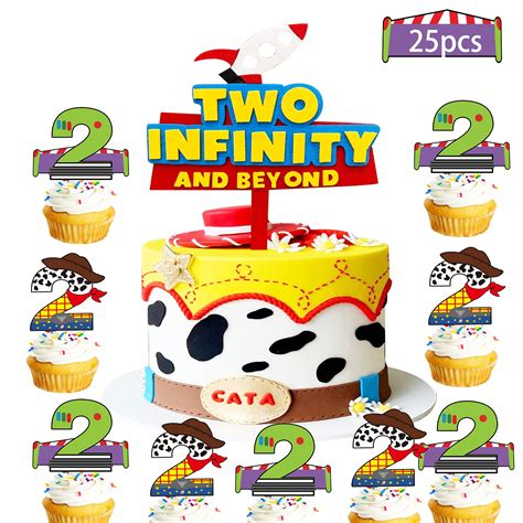 Buy Two Infinity And Beyond Cake Topper And Cupcake Toppers Set 25pcs