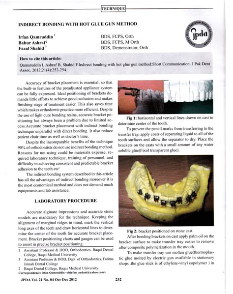 (PDF) INDIRECT BONDING WITH HOT GLUE GUN METHOD