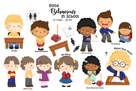 School Good Behavior Clipart - Etiquette Clip Art – inkleystudio