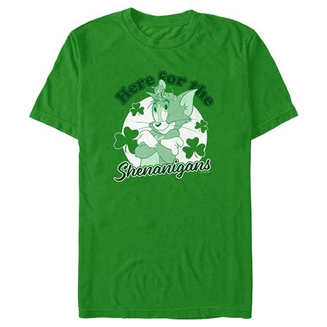 Mens Tom And Jerry Here For The Shenanigans Graphic Tee Kelly Green